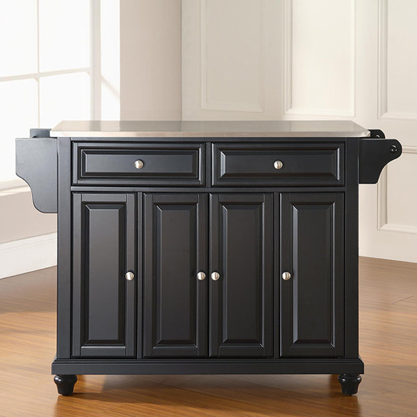 Three Posts Hedon Kitchen Island with Stainless Steel Top & Reviews